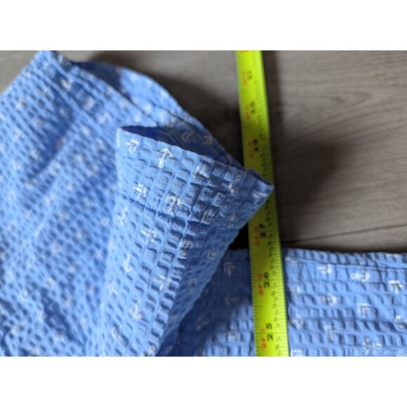 Lands End XXL Blue Short Sleeve Seersucker Anchor Print Button-Down Shirt - Picture 6 of 6
